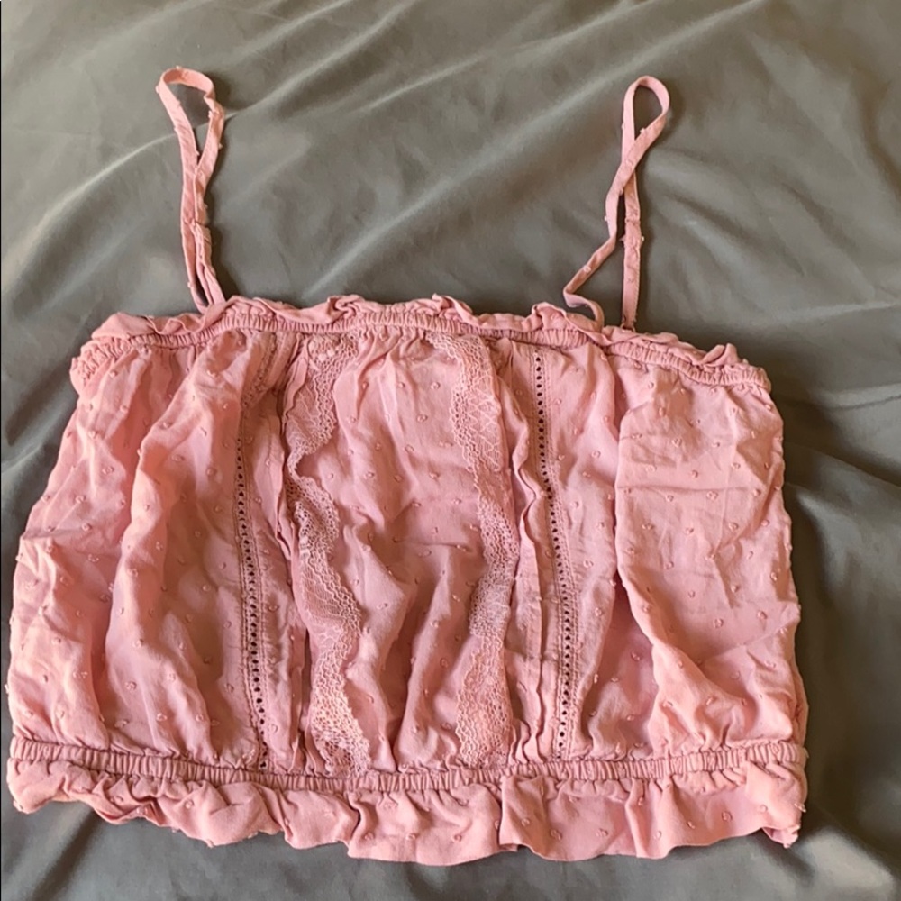 dusty rose spaghetti strap cropped blouse